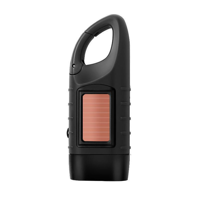 Black hand crank solar flashlight